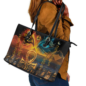 Eye of Ra and Eye of Horus Leather Tote Bag Power and Magic Ancient Egyptian Mythology