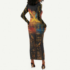 Eye of Ra and Eye of Horus Long Sleeve Bodycon Dress Power and Magic Ancient Egyptian Mythology