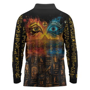 Eye of Ra and Eye of Horus Long Sleeve Polo Shirt Power and Magic Ancient Egyptian Mythology