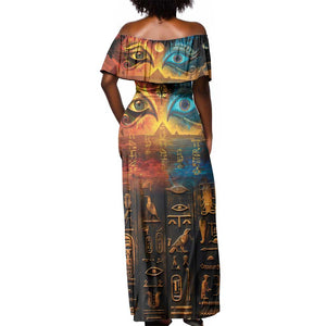 Eye of Ra and Eye of Horus Off Shoulder Maxi Dress Power and Magic Ancient Egyptian Mythology