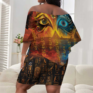 Eye of Ra and Eye of Horus Off Shoulder Short Dress Power and Magic Ancient Egyptian Mythology