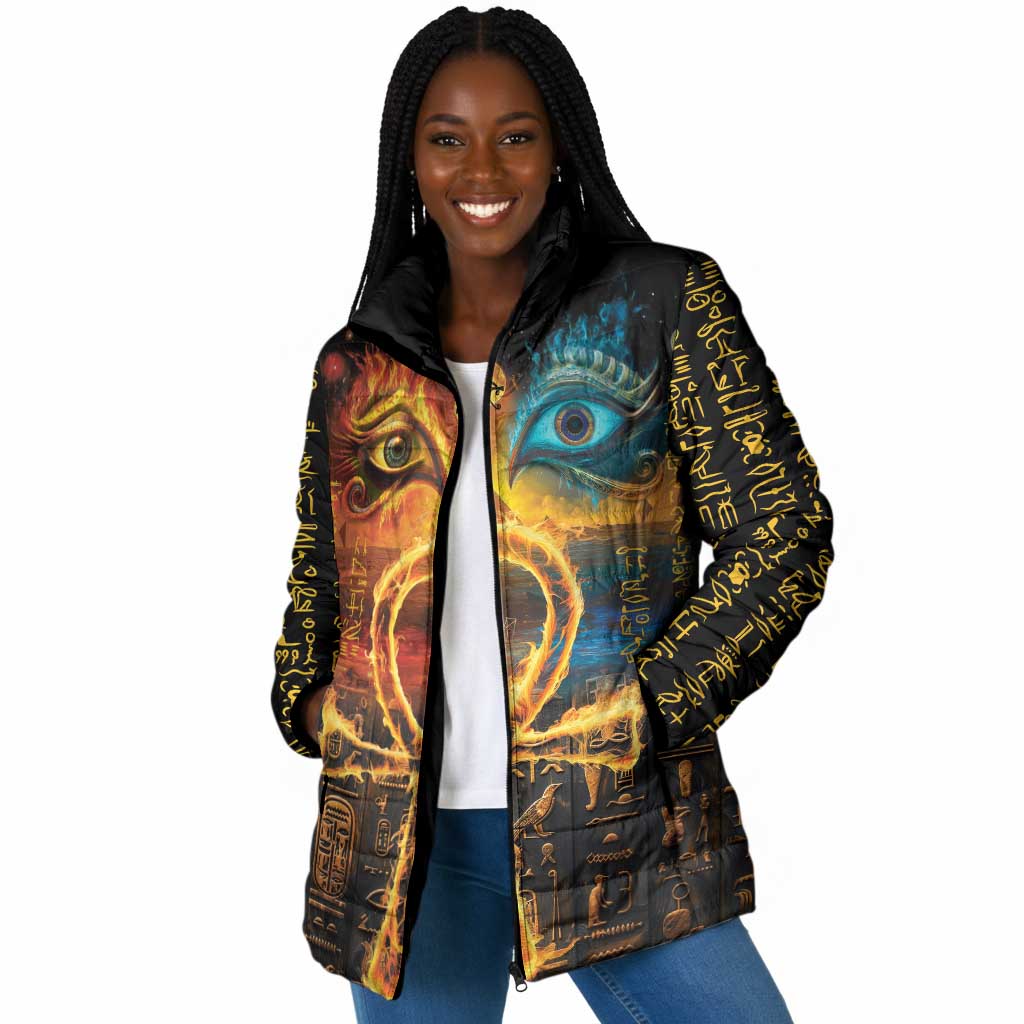 Eye of Ra and Eye of Horus Padded Jacket Power and Magic Ancient Egyptian Mythology