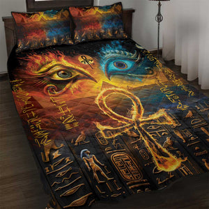 Eye of Ra and Eye of Horus Quilt Bed Set Power and Magic Ancient Egyptian Mythology