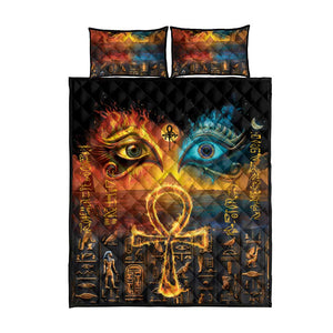 Eye of Ra and Eye of Horus Quilt Bed Set Power and Magic Ancient Egyptian Mythology