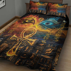 Eye of Ra and Eye of Horus Quilt Bed Set Power and Magic Ancient Egyptian Mythology