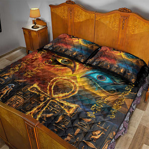 Eye of Ra and Eye of Horus Quilt Bed Set Power and Magic Ancient Egyptian Mythology