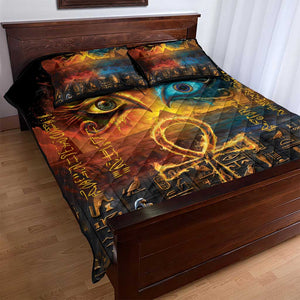 Eye of Ra and Eye of Horus Quilt Bed Set Power and Magic Ancient Egyptian Mythology