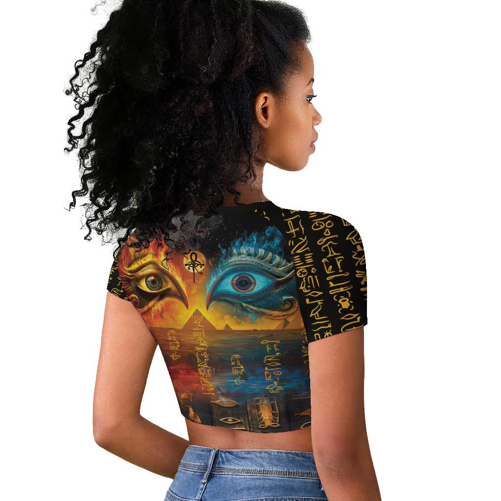 Eye of Ra and Eye of Horus Raglan Cropped T shirt Power and Magic Ancient Egyptian Mythology