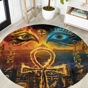 Eye of Ra and Eye of Horus Round Carpet Power and Magic Ancient Egyptian Mythology