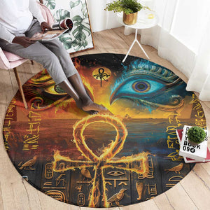 Eye of Ra and Eye of Horus Round Carpet Power and Magic Ancient Egyptian Mythology