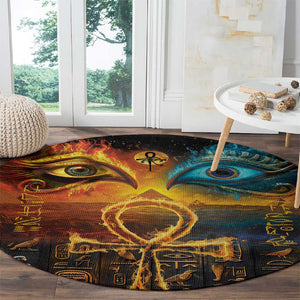 Eye of Ra and Eye of Horus Round Carpet Power and Magic Ancient Egyptian Mythology