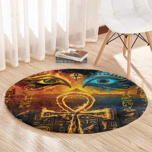 Eye of Ra and Eye of Horus Round Carpet Power and Magic Ancient Egyptian Mythology