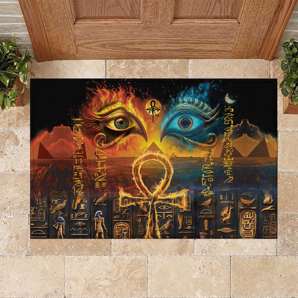 Eye of Ra and Eye of Horus Rubber Doormat Power and Magic Ancient Egyptian Mythology