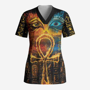 Eye of Ra and Eye of Horus Scrub Top Power and Magic Ancient Egyptian Mythology