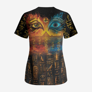 Eye of Ra and Eye of Horus Scrub Top Power and Magic Ancient Egyptian Mythology