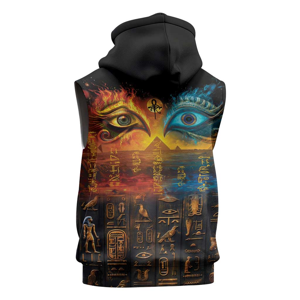 Eye of Ra and Eye of Horus Sleeveless Zip Hoodie Power and Magic Ancient Egyptian Mythology - African Pride