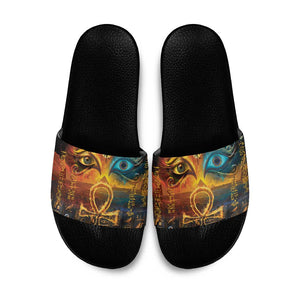 Eye of Ra and Eye of Horus Slide Sandals Power and Magic Ancient Egyptian Mythology