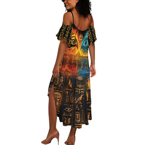 Eye of Ra and Eye of Horus Summer Maxi Dress Power and Magic Ancient Egyptian Mythology