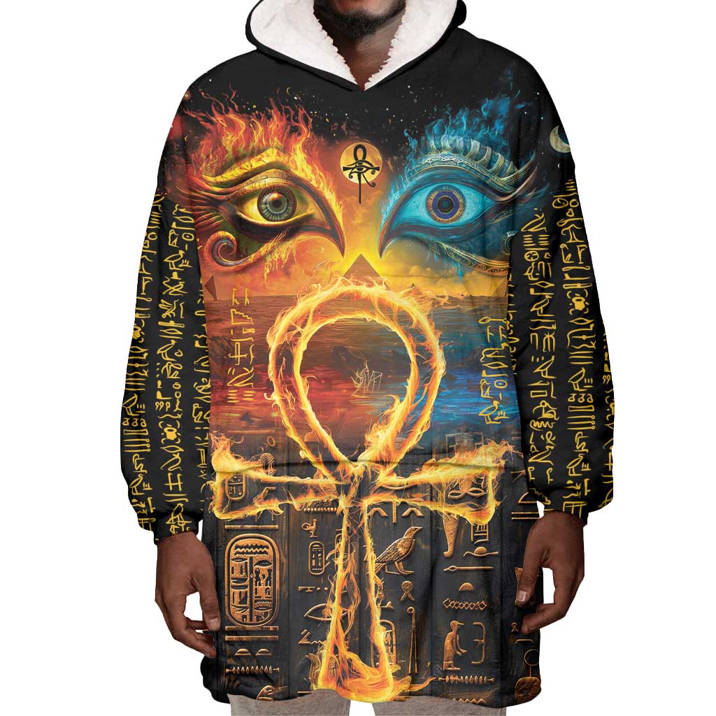 Eye of Ra and Eye of Horus Wearable Blanket Hoodie Power and Magic Ancient Egyptian Mythology