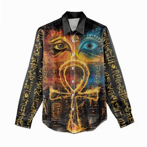 Eye of Ra and Eye of Horus Women Casual Shirt Power and Magic Ancient Egyptian Mythology