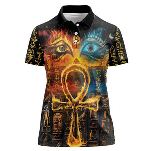 Eye of Ra and Eye of Horus Women Polo Shirt Power and Magic Ancient Egyptian Mythology