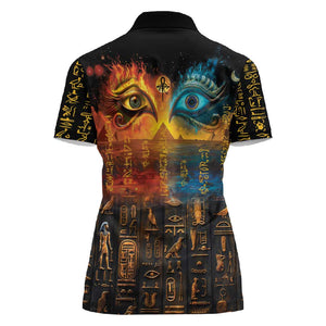 Eye of Ra and Eye of Horus Women Polo Shirt Power and Magic Ancient Egyptian Mythology