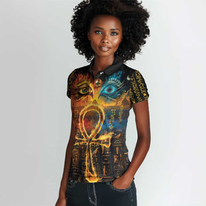 Eye of Ra and Eye of Horus Women Polo Shirt Power and Magic Ancient Egyptian Mythology