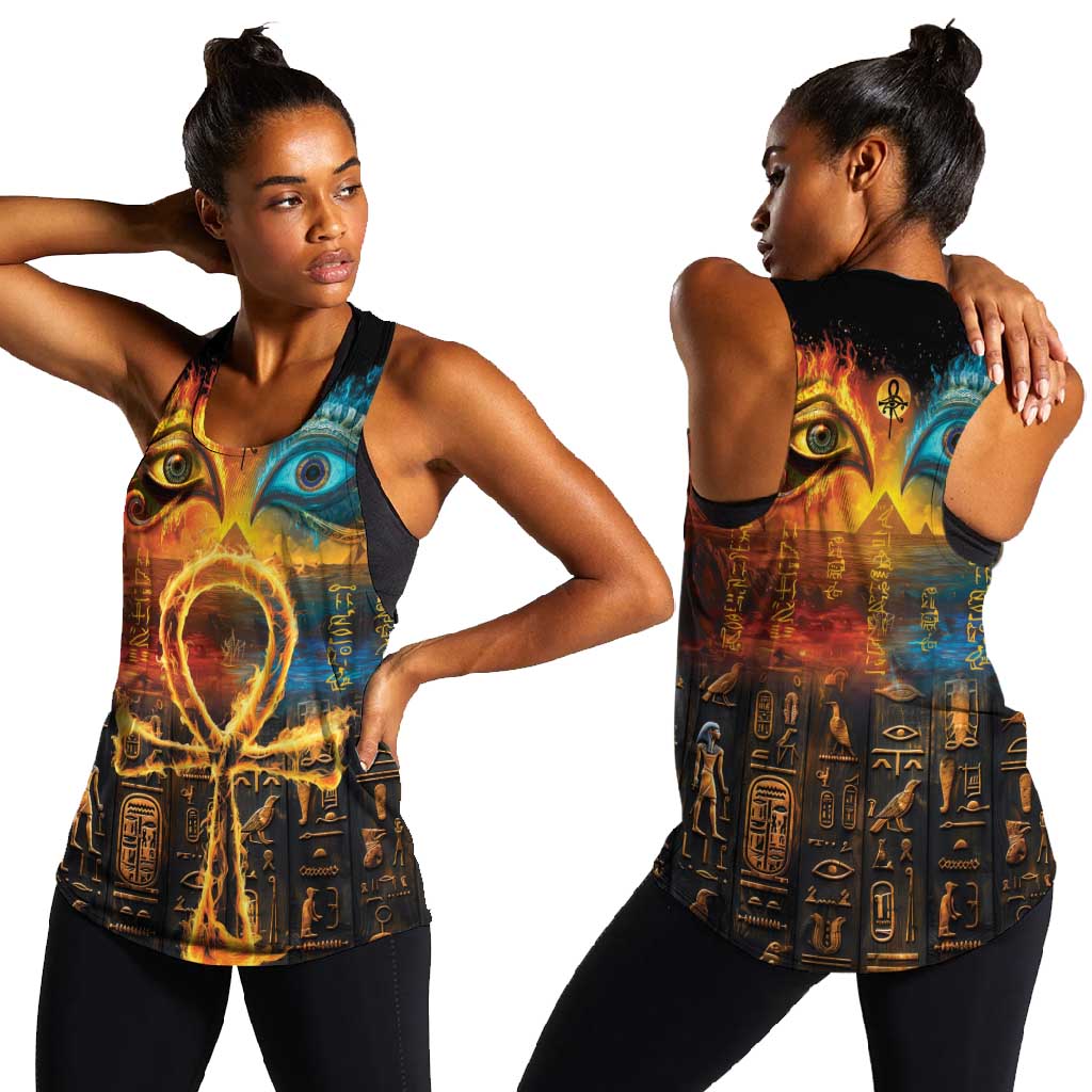 Eye of Ra and Eye of Horus Women Racerback Tank Power and Magic Ancient Egyptian Mythology