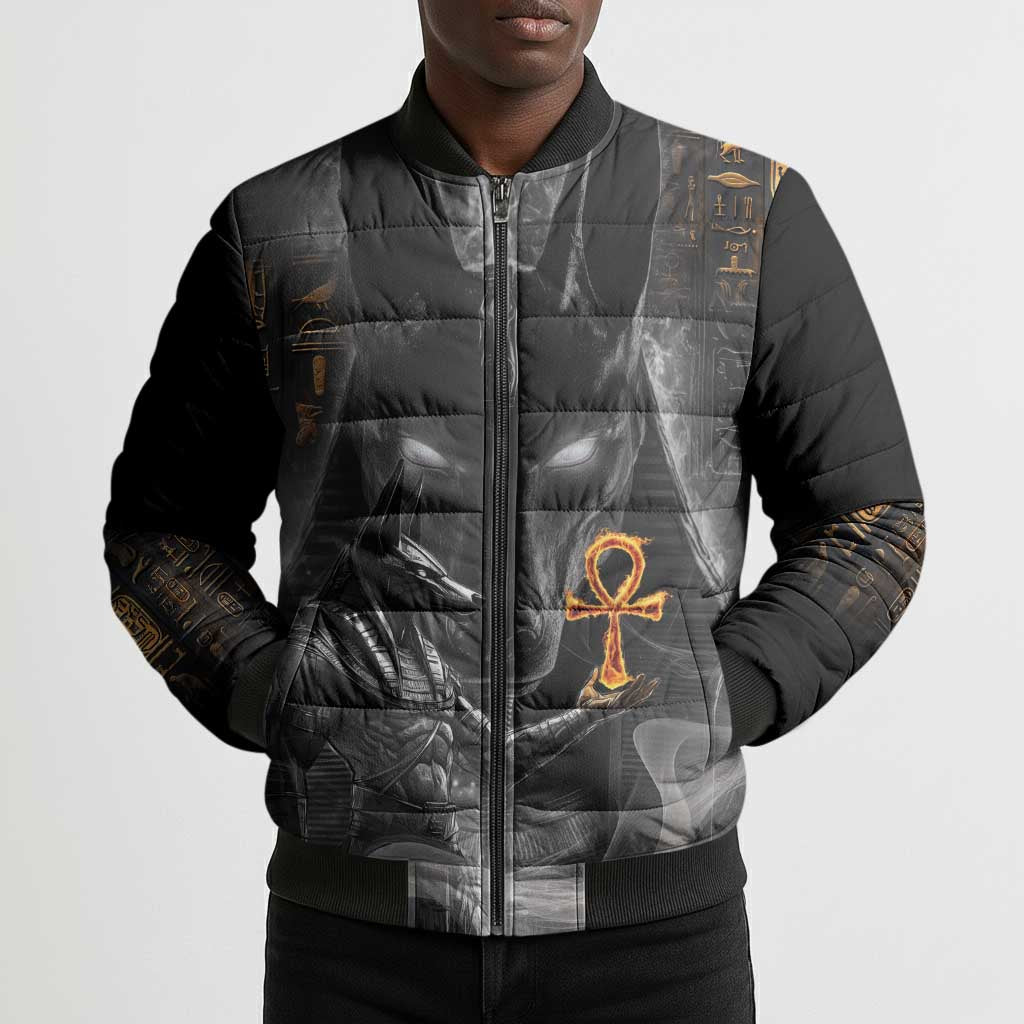 Mythical Anubis Bomber Puffer Jacket The Egyptian God of Death