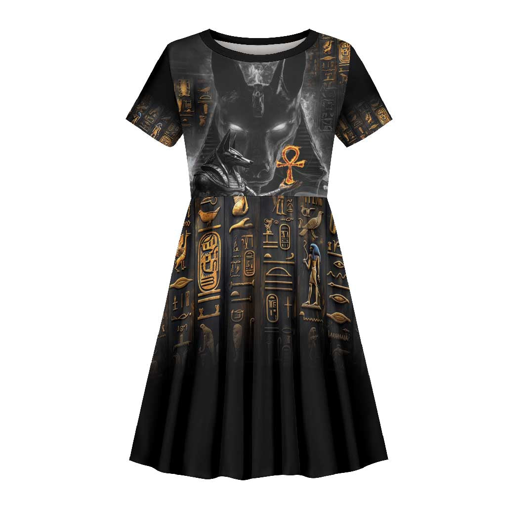 Mythical Anubis Kid Short Sleeve Dress The Egyptian God of Death