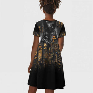 Mythical Anubis Kid Short Sleeve Dress The Egyptian God of Death