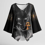 Mythical Anubis Kimono Sleeve Blouse The Egyptian God of Death