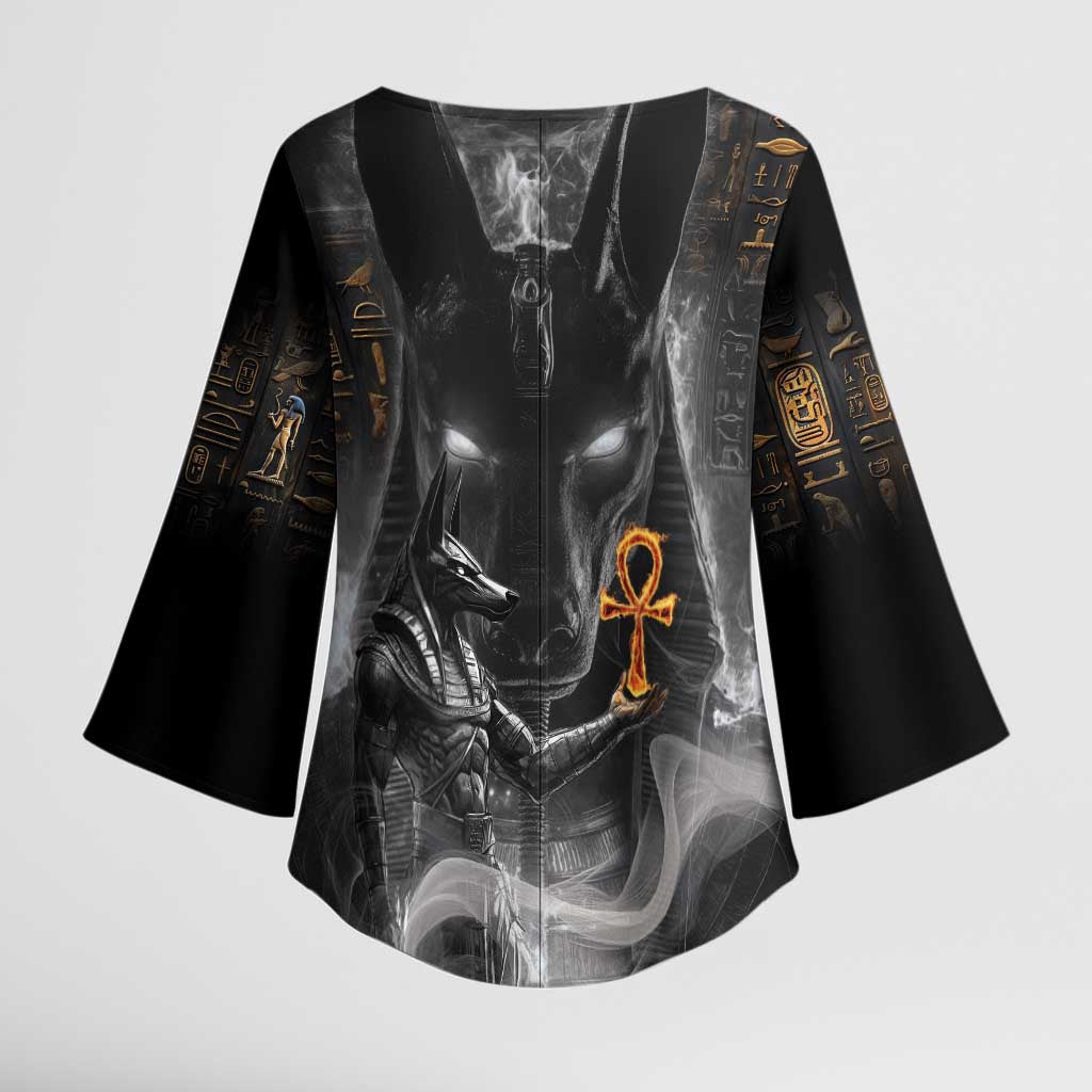 Mythical Anubis Kimono Sleeve Blouse The Egyptian God of Death