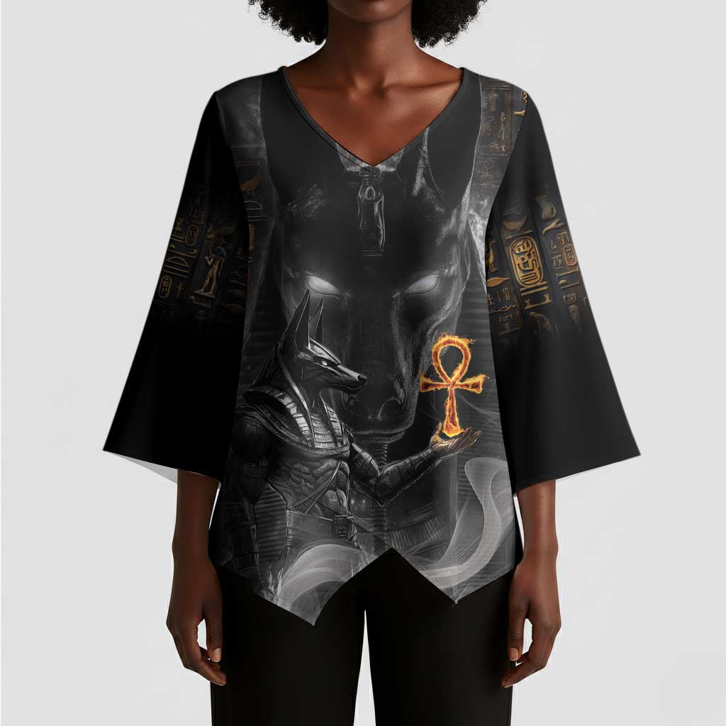 Mythical Anubis Kimono Sleeve Blouse The Egyptian God of Death