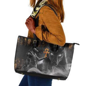 Mythical Anubis Leather Tote Bag The Egyptian God of Death