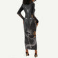 Mythical Anubis Long Sleeve Bodycon Dress The Egyptian God of Death LT9