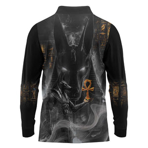 Mythical Anubis Long Sleeve Polo Shirt The Egyptian God of Death