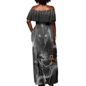 Mythical Anubis Off Shoulder Maxi Dress The Egyptian God of Death