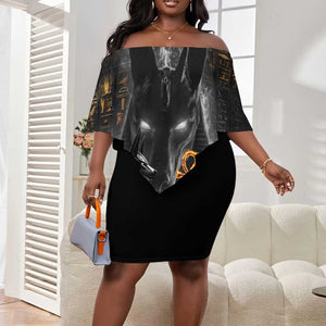 Mythical Anubis Off Shoulder Short Dress The Egyptian God of Death