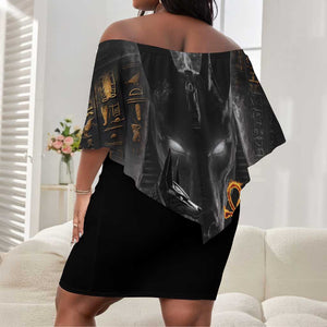 Mythical Anubis Off Shoulder Short Dress The Egyptian God of Death