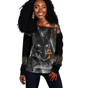 Mythical Anubis Off Shoulder Sweater The Egyptian God of Death