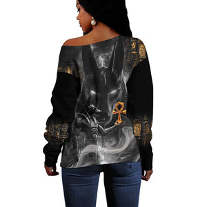 Mythical Anubis Off Shoulder Sweater The Egyptian God of Death