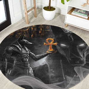 Mythical Anubis Round Carpet The Egyptian God of Death