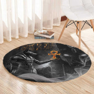 Mythical Anubis Round Carpet The Egyptian God of Death