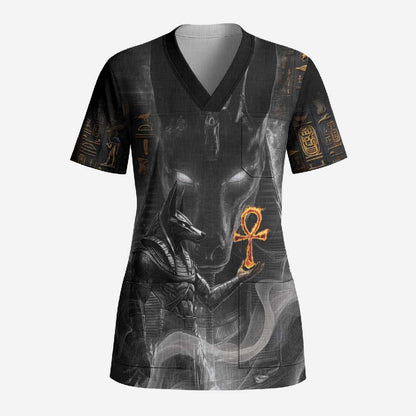Mythical Anubis Scrub Top The Egyptian God of Death