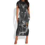 Mythical Anubis Short Sleeve Bodycon Dress The Egyptian God of Death LT9