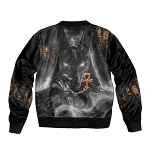 Mythical Anubis Sleeve Zip Bomber Jacket The Egyptian God of Death