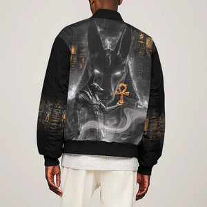 Mythical Anubis Sleeve Zip Bomber Jacket The Egyptian God of Death