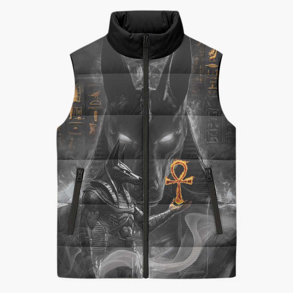 Mythical Anubis Sleeveless Puffer Jacket The Egyptian God of Death