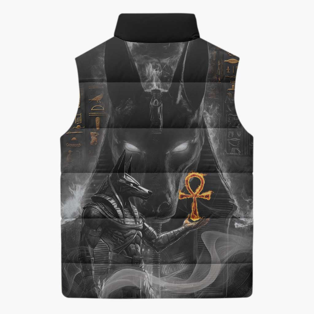 Mythical Anubis Sleeveless Puffer Jacket The Egyptian God of Death